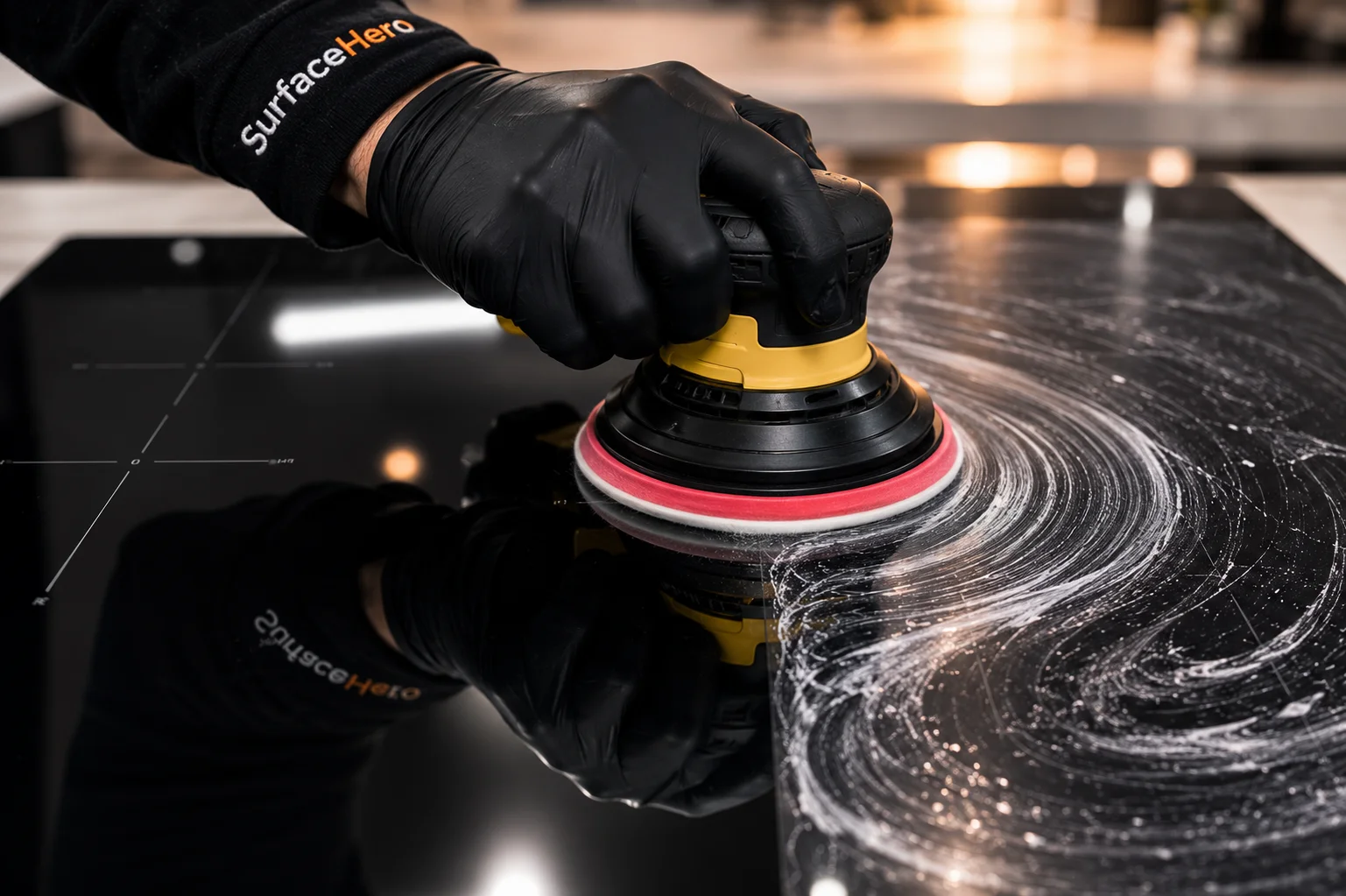 SurfaceHero specialist working on induction stove in Montreal